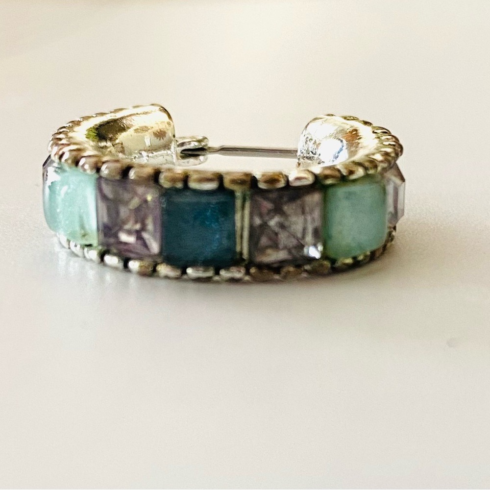 Liz Claiborne Small Hoop Earrings Blue Toned Silver Toned
